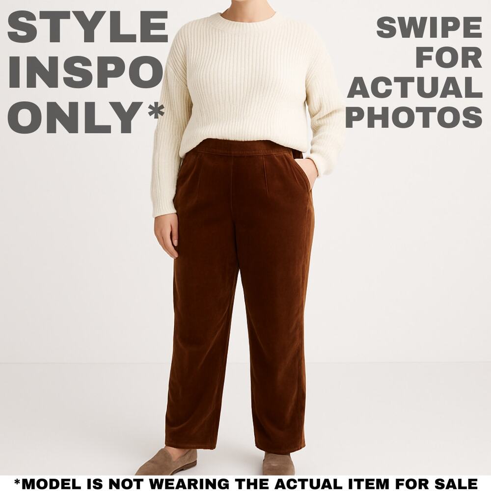 NWT Alfred Dunner 16P Dark Brown Velveteen Pull On Pants/Trousers [0179] - Picture 2 of 6